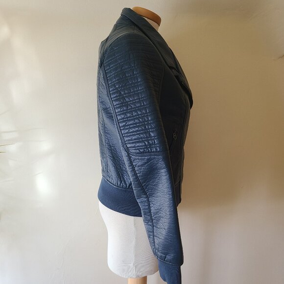 Guess Vegan Leather Blue Moto Jacket - Picture 6 of 13